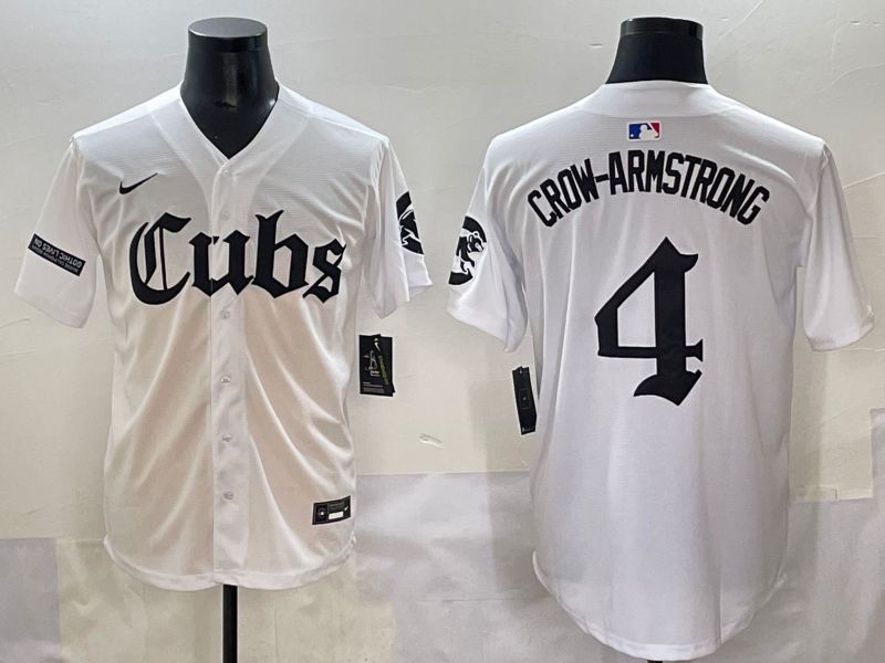 Men 2025 Chicago Cubs #4 Crow-Armstrong White Five generations Joint Name Nike MLB Jersey style 14->chicago cubs->MLB Jersey
